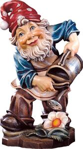 Gnome gardener wooden statue from lime wood