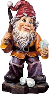 Gnome diamond digger wooden statue from lime wood