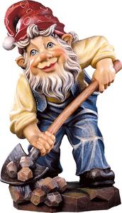 Gnome miner wooden statue from lime wood