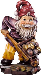 Gnome gold digger wooden statue from lime wood