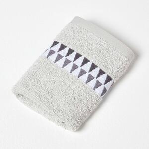 Homescapes Grey Face Cloth Geometric 100% Cotton Towel