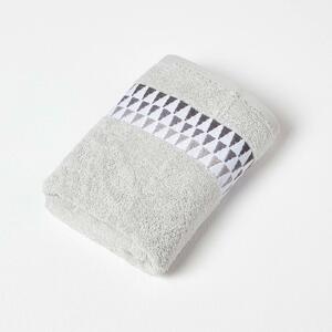 Homescapes Grey Hand Towel Geometric 100% Cotton Towel