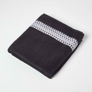 Homescapes Black Bath Sheet Geometric 100% Cotton Towel