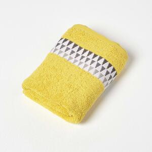 Homescapes Yellow Hand Towel Geometric 100% Cotton Towel