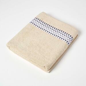 Homescapes Beige Bath Sheet Geometric 100% Cotton Towel