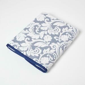 Homescapes Navy Damask Bath Sheet 600GSM 100% Turkish Cotton