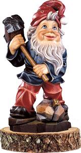 Gnome minerals collector on a wooden pedestal