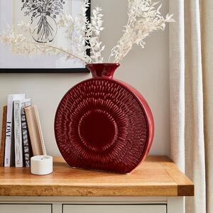Zen Round Stoneware Vase Red