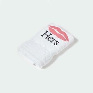 Homescapes Embroidered 'Hers' Lips 100% Cotton Small Hand Towel