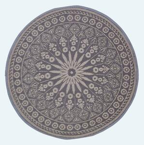 Homescapes Black Outdoor Round Rug Waterproof Mandala Pattern, 170 cm