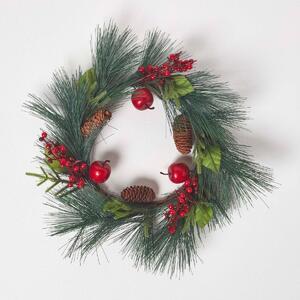 Homescapes Artificial Christmas Wreath with Red Berries & Apples 50 cm