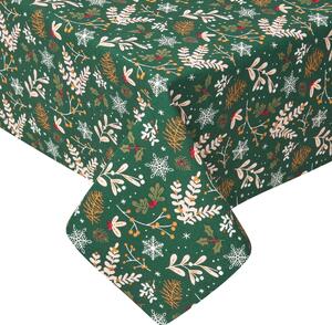 Homescapes Green Round Christmas Tablecloth 178 cm, Holly Design