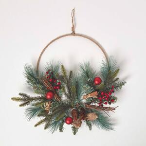 Homescapes Round Metal Hoop Artificial Christmas Wreath 50 cm