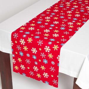 Cotton Christmas Red Snowflake Table Runner