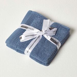 Homescapes Set of 2 700 GSM Luxury 100% Cotton Denim Blue Face Cloths