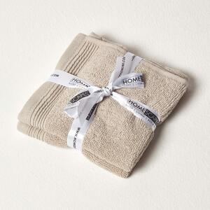 Homescapes Set of 2 700 GSM Luxury 100% Cotton Taupe Face Cloths