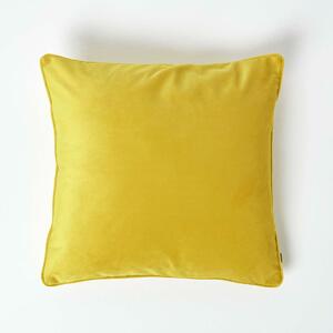 Homescapes Luxury Mustard Yellow Velvet Cushion 43 x 43 cm