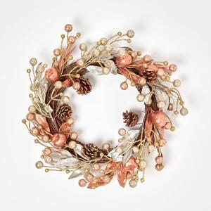 Homescapes Champagne Pinecone & Apple Christmas Wreath Decoration 45cm