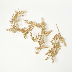 Homescapes Gold Glitter Berry Christmas Garland Decoration 180 cm