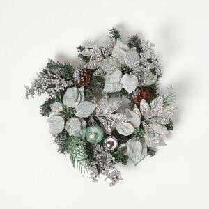 Homescapes Mint Green & Silver Christmas Wreath Decoration 45 cm