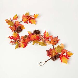 Orange Autumn Garland with Pumpkins Indoor Autumnal Decoration, 1.4 m Long