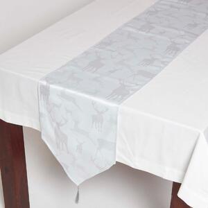 Homescapes Silver Stag Christmas Table Runner, 33 x 182 cm