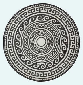 Homescapes Aztec Outdoor Round Rug Black for Garden, Patio, 180 cm