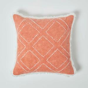 Terracotta Embroidered Geometric Cushion, 45 x 45 cm