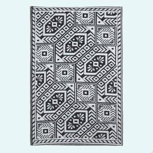 Homescapes Black Outdoor Garden Rug Waterproof Geometric Design