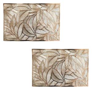 Homescpaes Set of 2 Floral Leaf Decorative Gold Placemats