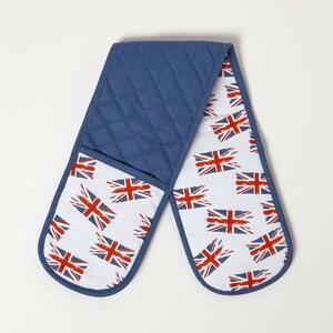 Homescapes 100% Cotton Blue Union Jack Double Oven Glove