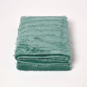 Homescapes Velvet Faux Fur Throw, 130 x 180 cm, Seafoam Green, For Bed or Sofa, Soft Touch, 51 x 71"