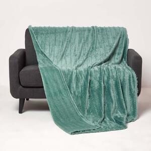 Homescapes Super Soft Tufted Velvet Fuchsia Teal Throw 130 x 180 cm