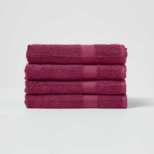 Homescapes Burgundy Bath Towel Set of 4 Turkish Cotton