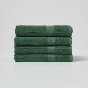 Homescapes Dark Green Bath Towel Set of 4 Turkish Cotton