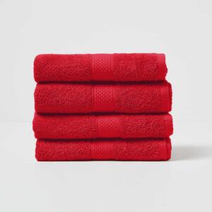 Homescapes Red Hand Towel Set of 4 Turkish Cotton