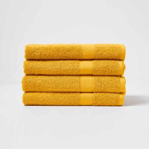 Turkish Cotton Bath Towel Set of 4, Ochre