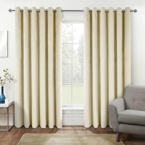 Homescapes Thermal 100% Blackout Cream Velvet Curtains, 46 x 54"