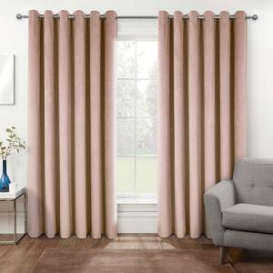 Homescapes Thermal 100% Blackout Pink Velvet Curtains, 46 x 54"