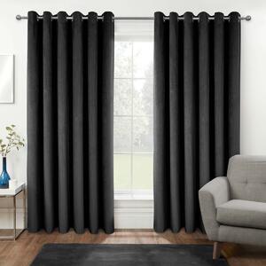 Homescapes Thermal 100% Blackout Grey Velvet Curtains, 46 x 54"