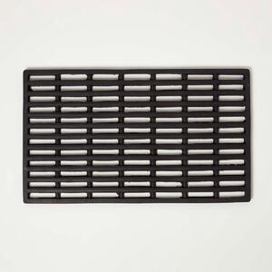 Homescapes Black Grid Rubber Door Mat 61 x 38 cm