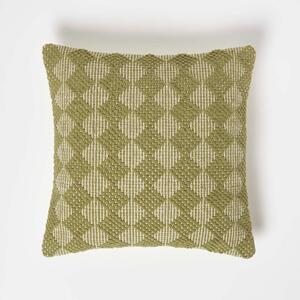 Homescapes Handwoven Textured Green Cushion 45 x 45 cm