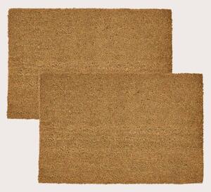 Homescapes Set of 2 Plain Coir Doormats 60 x 40 Non-Slip Rubber Back