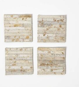 Homescapes Gold & Grey Square Leather Coasters Set of 4