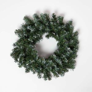 Homescapes Green Snow Dusted Christmas Wreath, 18 Inches