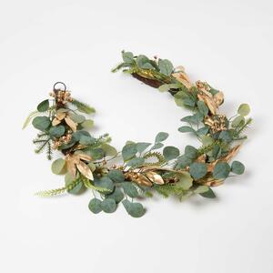 Homescapes Gold & Green Eucalyptus Christmas Garland, 152 cm