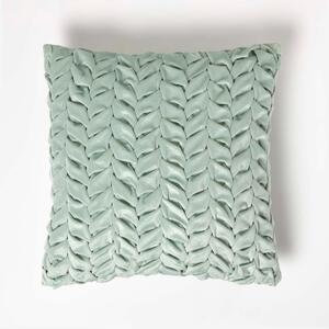 Grace Sage Green Pleated Velvet Cushion 45 x 45 cm with Insert