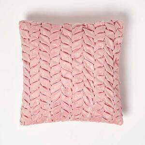 Grace Pink Pleated Velvet Cushion 45 x 45 cm with Insert