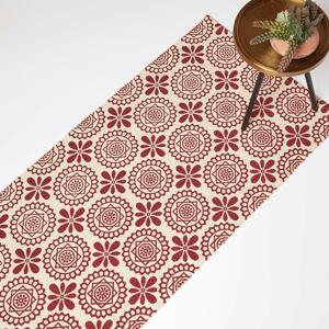 Homescapes Red Geometric Cotton Rug, 66 x 200 cm