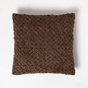 Sofia Braided Brown Velvet Cushion 45 x 45 cm with Insert